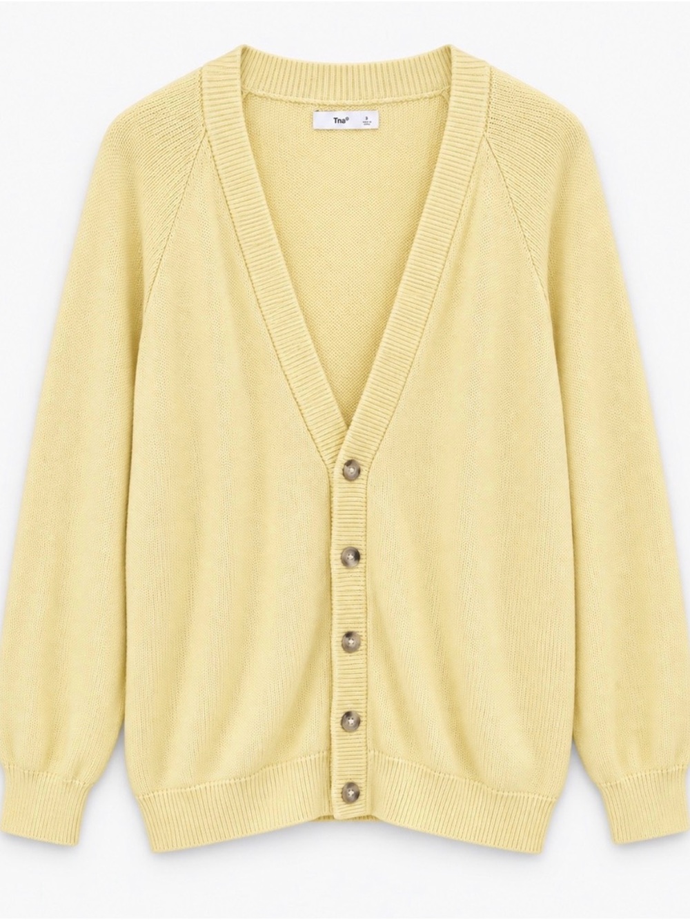 TNA butter yellow vneck cardigan